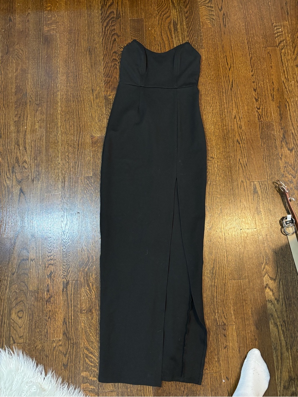 superdown Black Strapless Maxi Dress with Side Slit